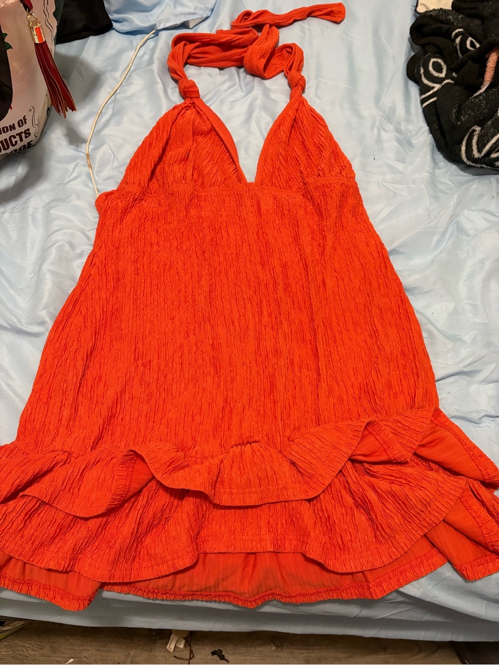 Asymmetrical Halter Ruffle Dress